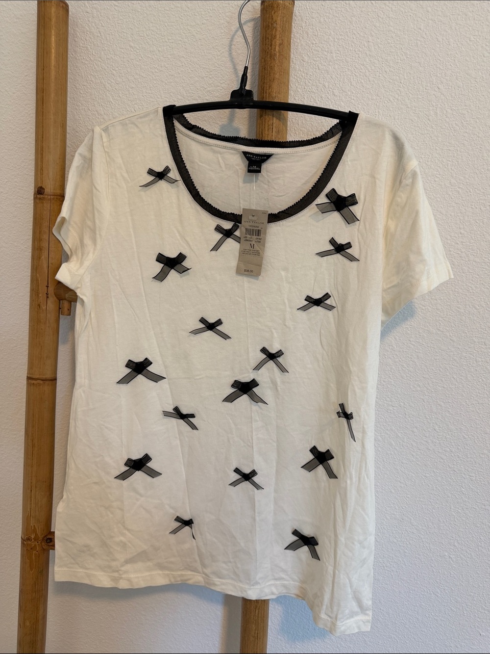 White Tee with Black Bows - Ann Taylor